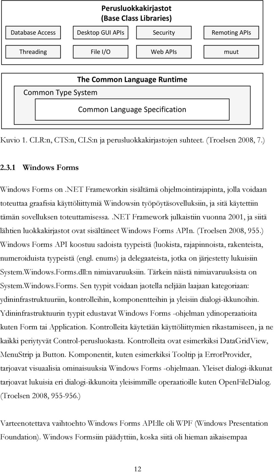 net Frameworkin sisältämä ohjelmointirajapinta, jolla voidaan toteuttaa graafisia käyttöliittymiä Windowsin työpöytäsovelluksiin, ja sitä käytettiin tämän sovelluksen toteuttamisessa.