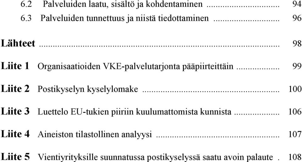 .. 99 Liite 2 Postikyselyn kyselylomake... 100 Liite 3 Luettelo EU-tukien piiriin kuulumattomista kunnista.