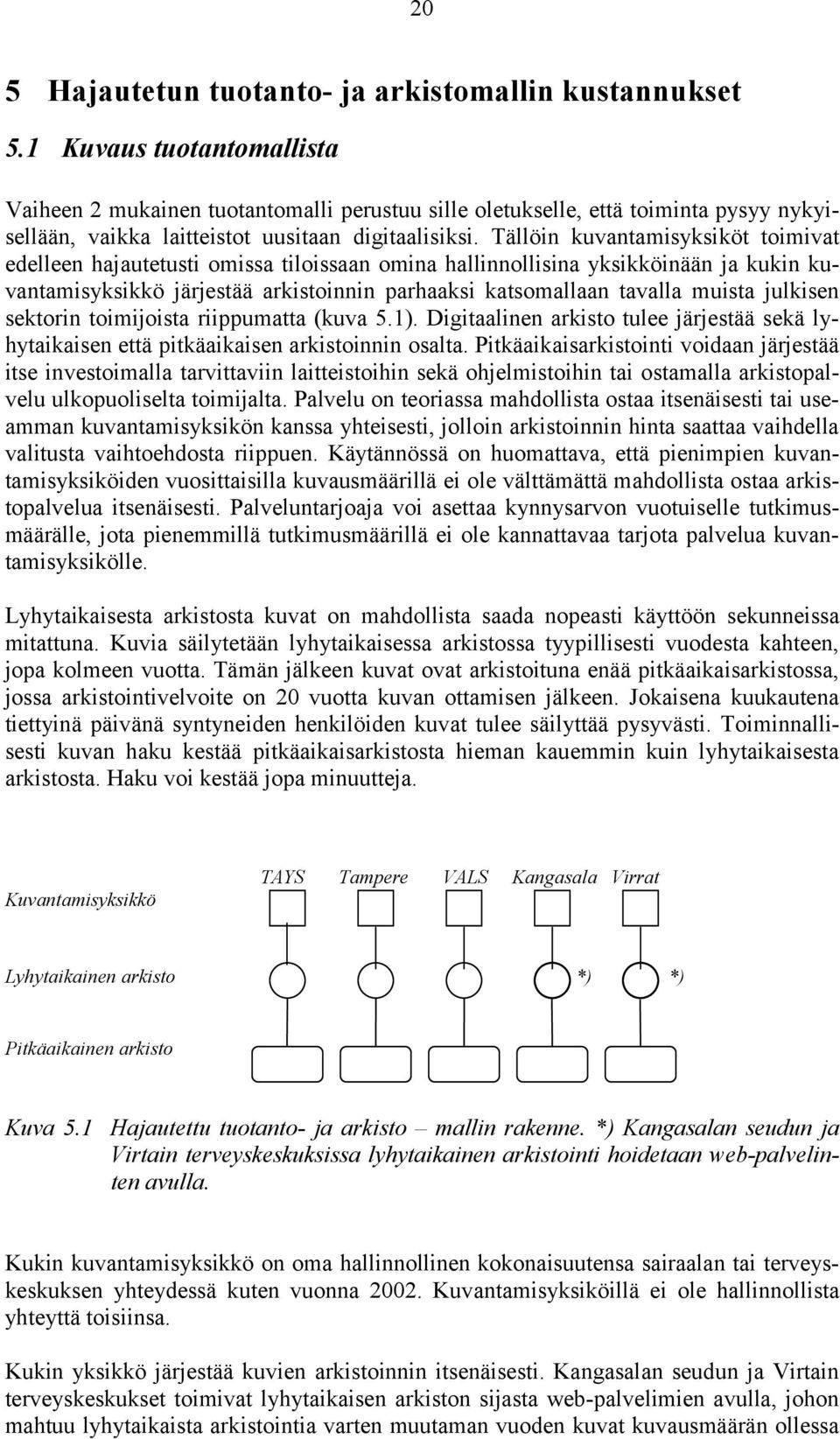 Tällöin kuvantamisyksiköt toimivat edelleen hajautetusti omissa tiloissaan omina hallinnollisina yksikköinään ja kukin kuvantamisyksikkö järjestää arkistoinnin parhaaksi katsomallaan tavalla muista