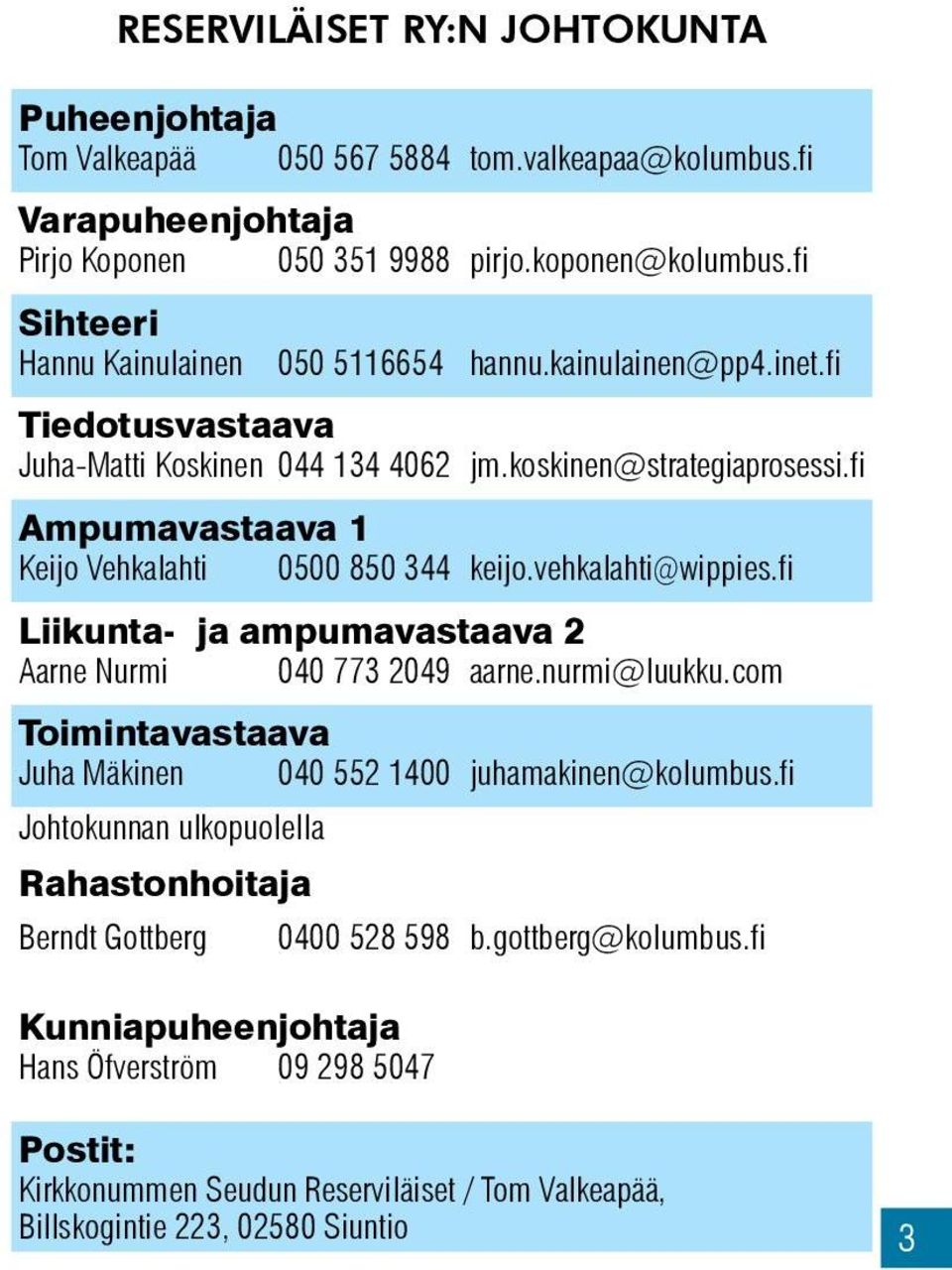 fi Ampumavastaava 1 Keijo Vehkalahti 0500 850 344 keijo.vehkalahti@wippies.fi Liikunta- ja ampumavastaava 2 Aarne Nurmi 040 773 2049 aarne.nurmi@luukku.