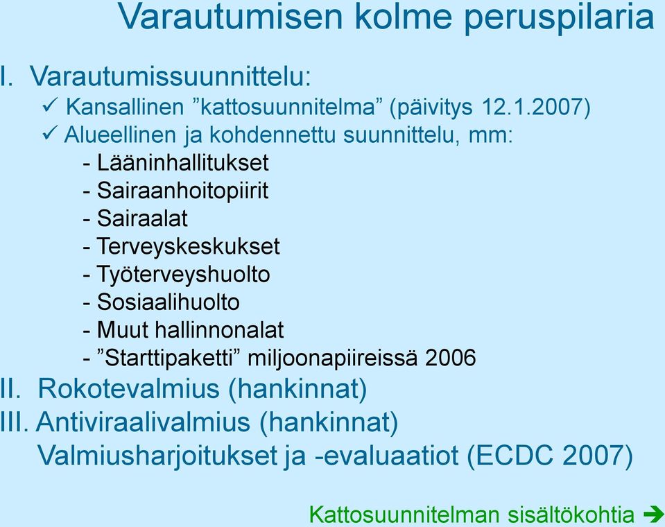 Terveyskeskukset - Työterveyshuolto - Sosiaalihuolto - Muut hallinnonalat - Starttipaketti miljoonapiireissä 2006 II.