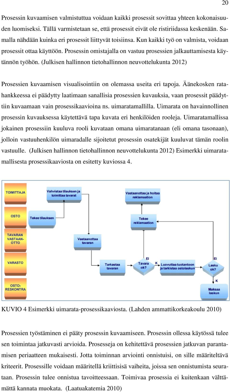 (Julkisen hallinnon tietohallinnon neuvottelukunta 2012) Prosessien kuvaamisen visualisointiin on olemassa useita eri tapoja.