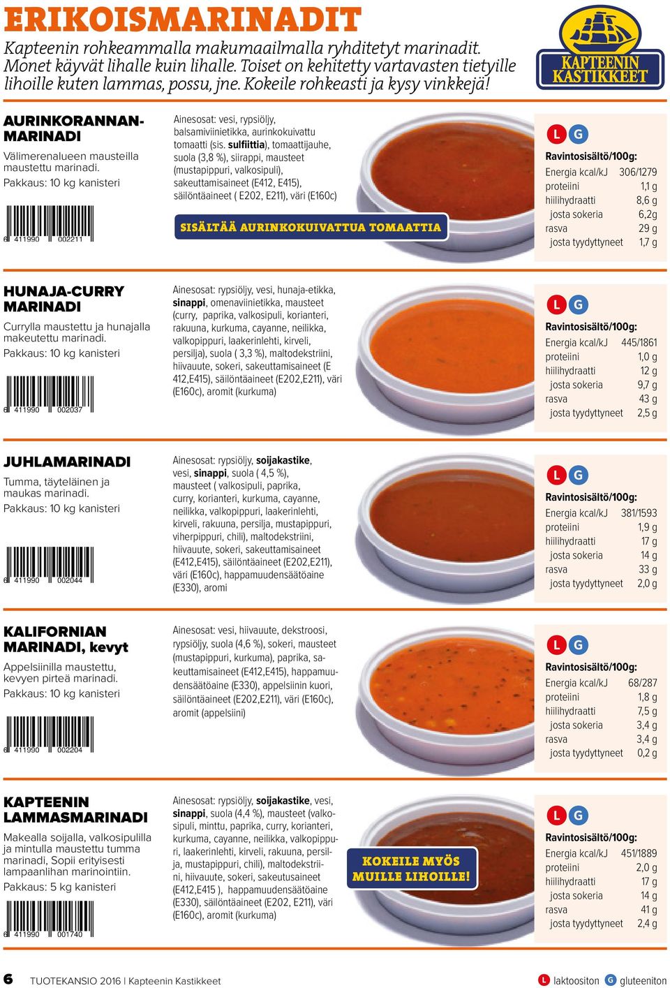 sulfiittia), tomaattijauhe, suola (3,8 %), siirappi, mausteet (mustapippuri, valkosipuli), sakeuttamisaineet (E412, E415), säilöntäaineet ( E202, E211), väri (E160c) SISÄLTÄÄ AURINKOKUIVATTUA