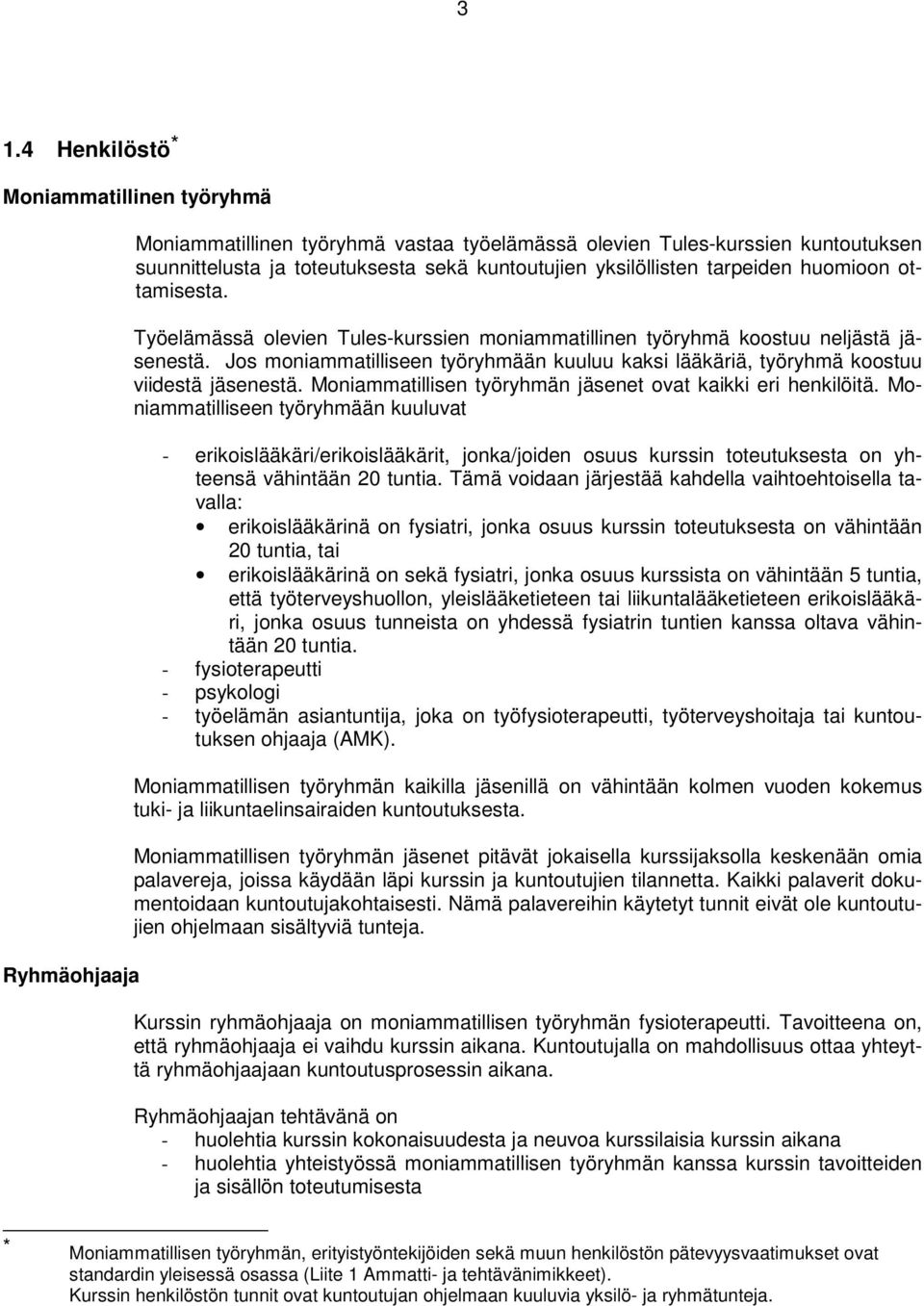 Jos moniammatilliseen työryhmään kuuluu kaksi lääkäriä, työryhmä koostuu viidestä jäsenestä. Moniammatillisen työryhmän jäsenet ovat kaikki eri henkilöitä.