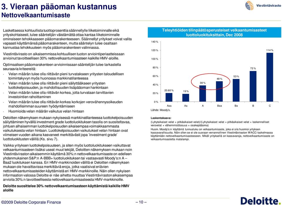 Säännellyt yritykset voivat valita vapaasti käyttämänsä pääomarakenteen, mutta sääntelyn tulee osaltaan kannustaa tehokkuuteen myös pääomarakenteen valinnassa.