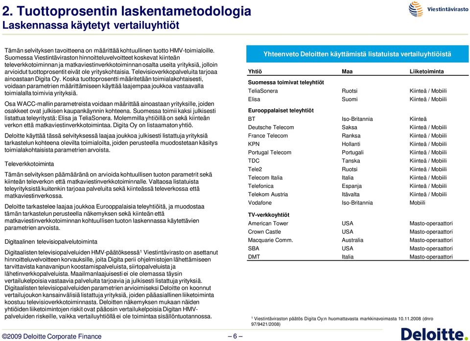 yrityskohtaisia. Televisioverkkopalveluita tarjoaa ainoastaan Digita Oy.