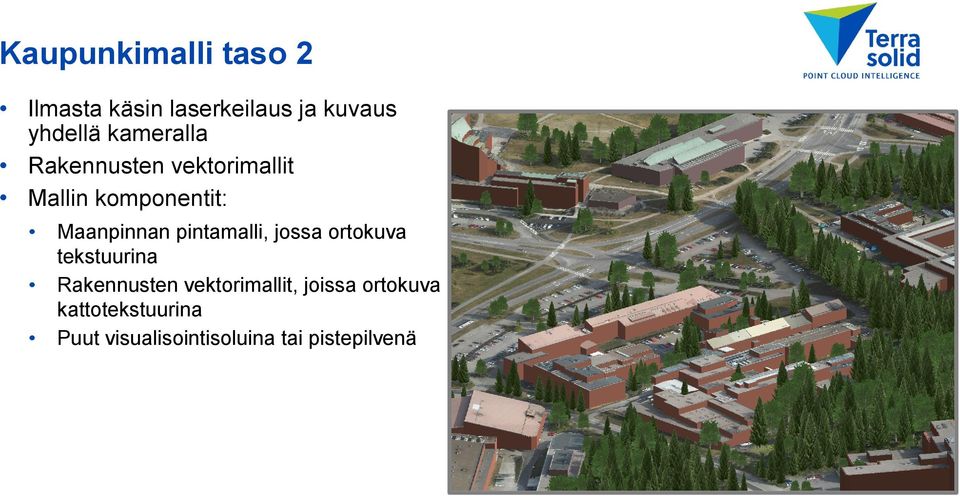 pintamalli, jossa ortokuva tekstuurina Rakennusten vektorimallit,