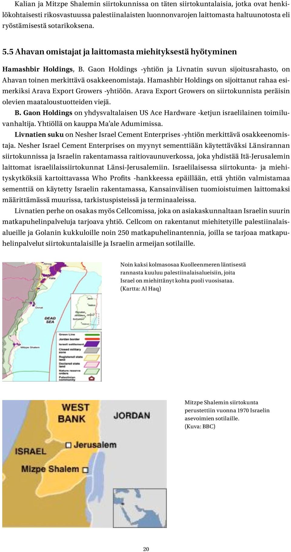 Gaon Holdings -yhtiön ja Livnatin suvun sijoitusrahasto, on Ahavan toinen merkittävä osakkeenomistaja. Hamashbir Holdings on sijoittanut rahaa esimerkiksi Arava Export Growers -yhtiöön.