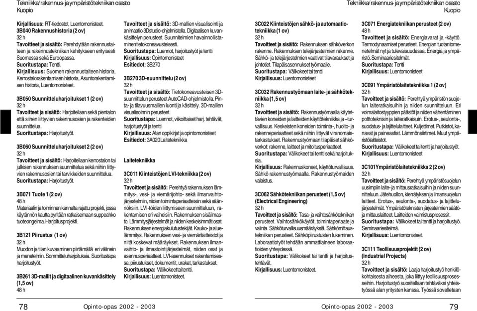 3B050 Suunnitteluharjoitukset 1 Tavoitteet ja sisältö: Harjoitellaan sekä pientalon että siihen liittyvien rakennusosien ja rakenteiden suunnittelua. Suoritustapa: Harjoitustyöt.