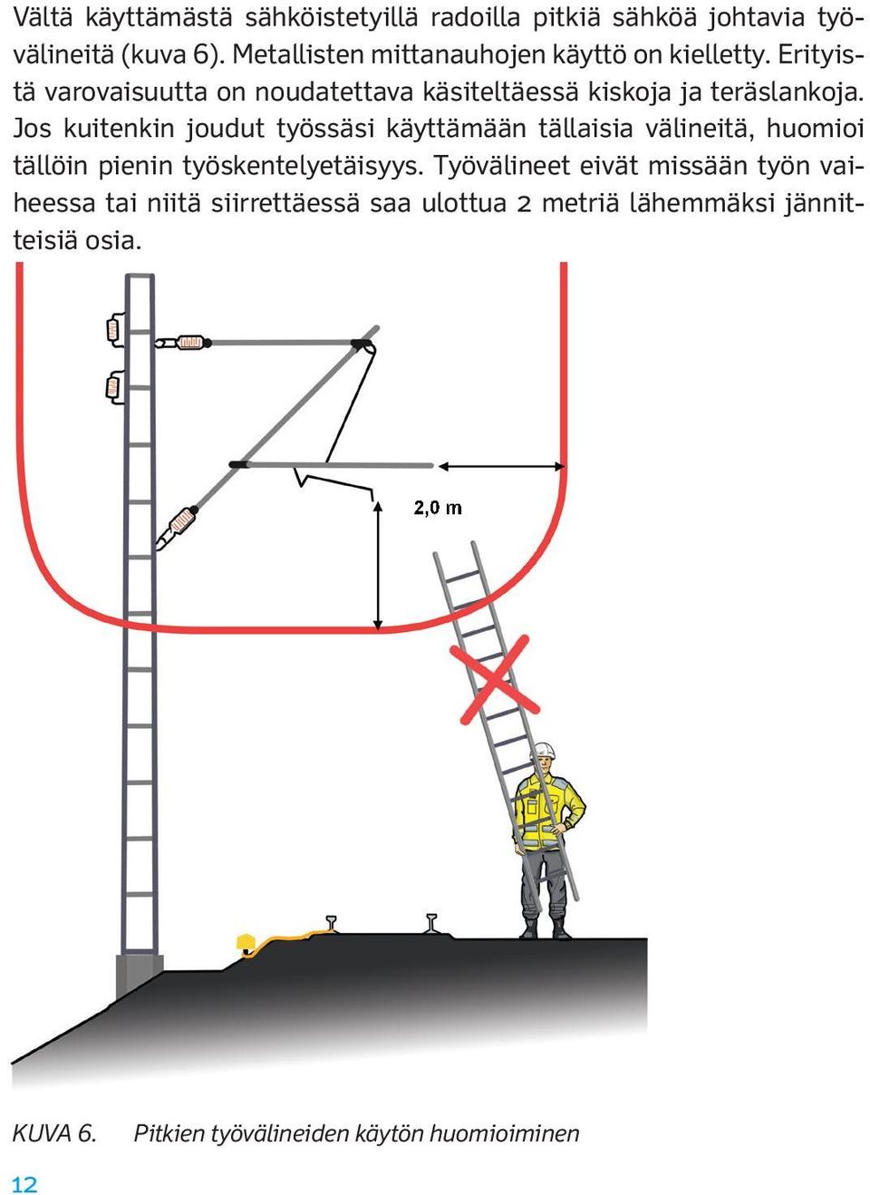 Erityistä varovaisuutta on noudatettava käsiteltäessä kiskoja ja teräslankoja.