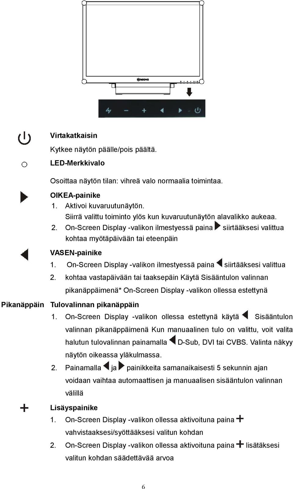 On-Screen Display -valikon ilmestyessä paina siirtääksesi valittua 2.