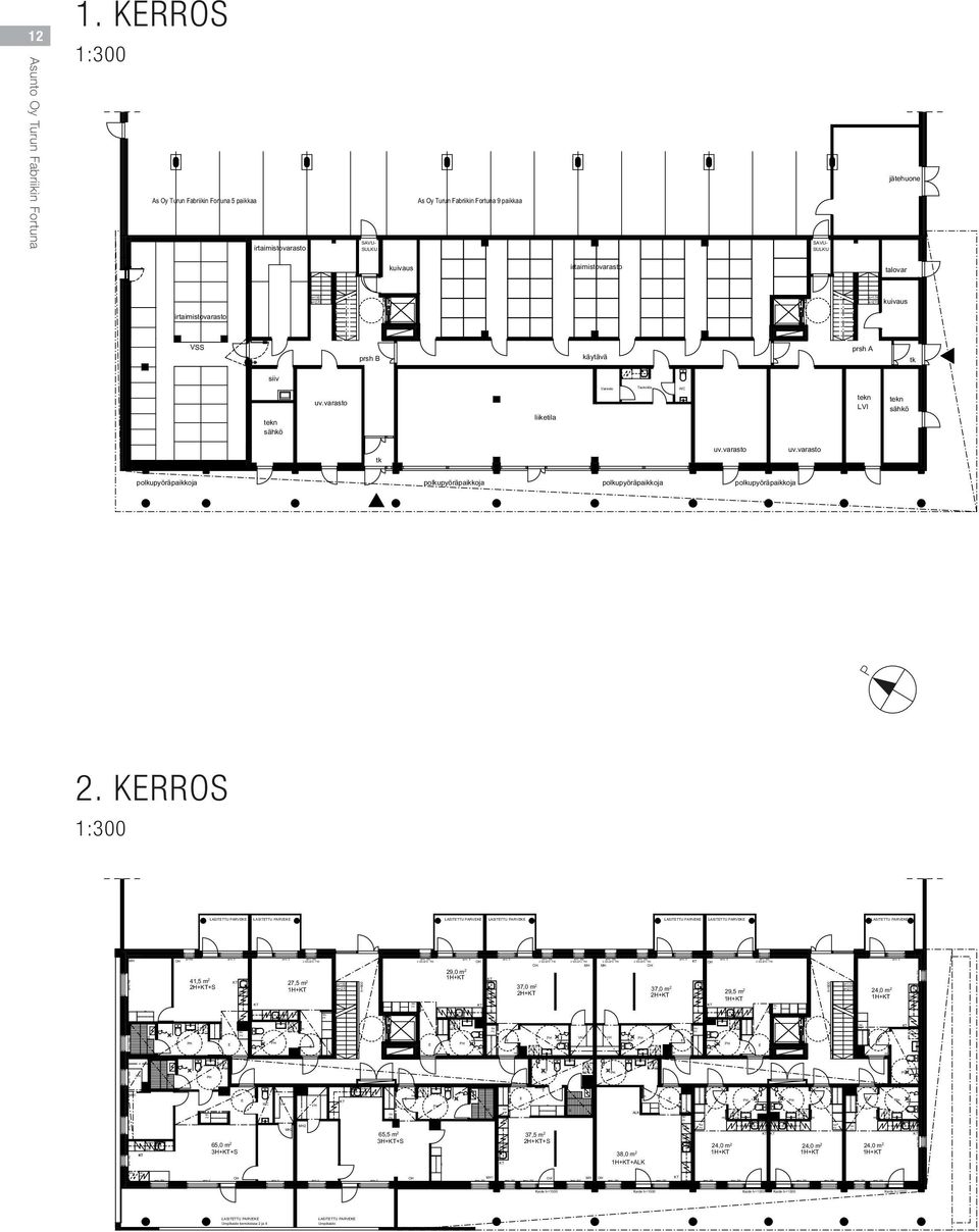 varasto liiketila Varasto Taukotila tekn VI tekn sähkö tk uv.varasto uv.varasto polkupyöräpaikkoja polkupyöräpaikkoja polkupyöräpaikkoja polkupyöräpaikkoja 1. kerros 1:300 2.