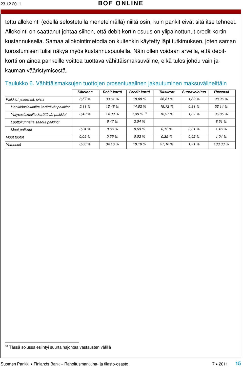 Samaa allokointimetodia on kuitenkin käytetty läpi tutkimuksen, joten saman korostumisen tulisi näkyä myös kustannuspuolella.