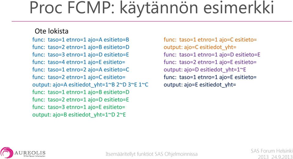 etnro=1 ajo=d esitieto=e func: taso=3 etnro=1 ajo=e esitieto= output: ajo=b esitiedot_yht=1~d 2~E func: taso=1 etnro=1 ajo=c esitieto= output: ajo=c esitiedot_yht= func: taso=1 etnro=1