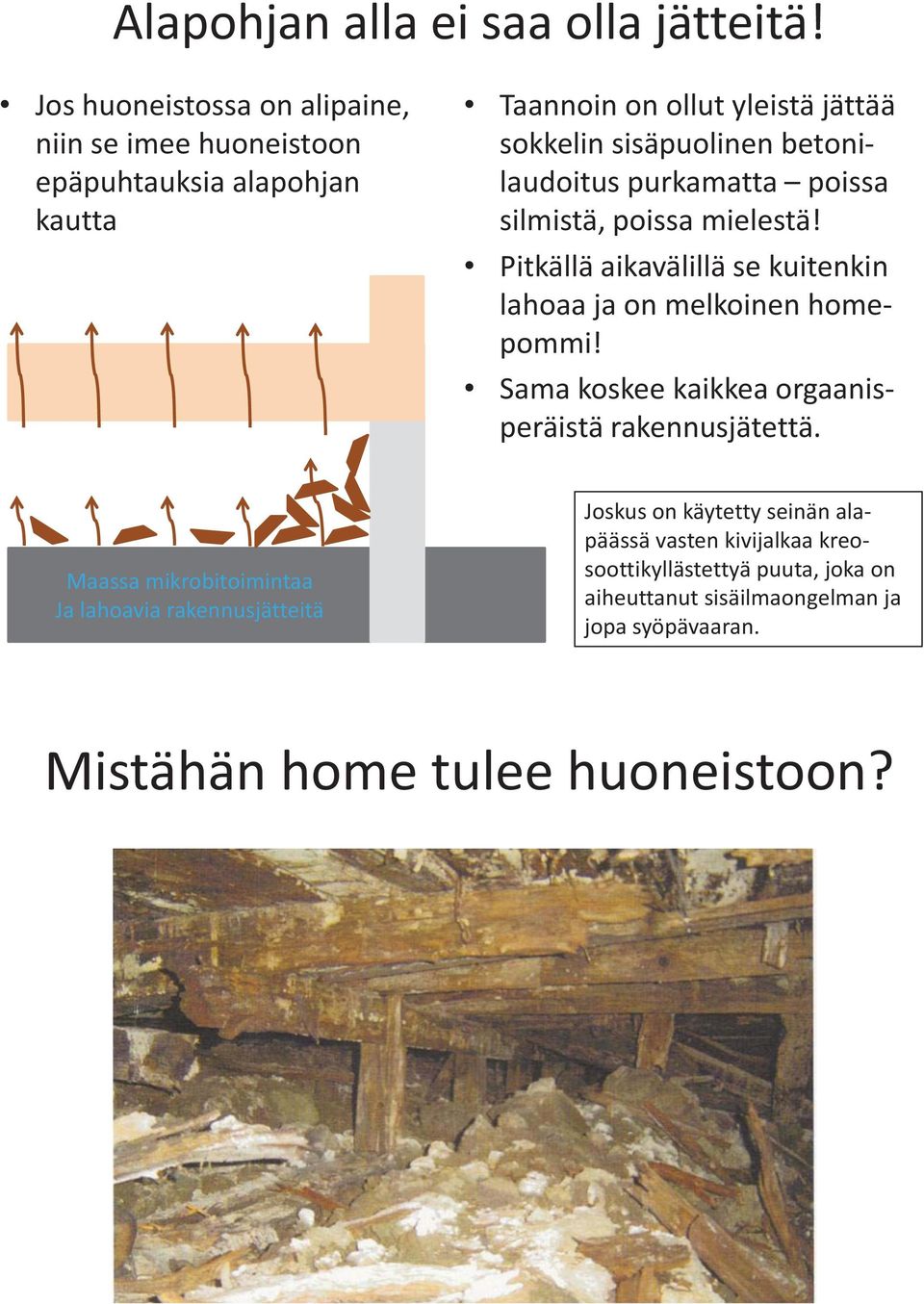 betonilaudoitus purkamatta poissa silmistä, poissa mielestä! Pitkällä aikavälillä se kuitenkin lahoaa ja on melkoinen homepommi!