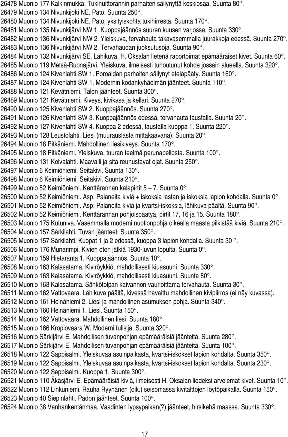 Yleiskuva, tervahauta takavasemmalla juurakkoja edessä. Suunta 270. 26483 Muonio 136 Nivunkijärvi NW 2. Tervahaudan juoksutusoja. Suunta 90. 26484 Muonio 132 Nivunkijärvi SE. Lähikuva, H.