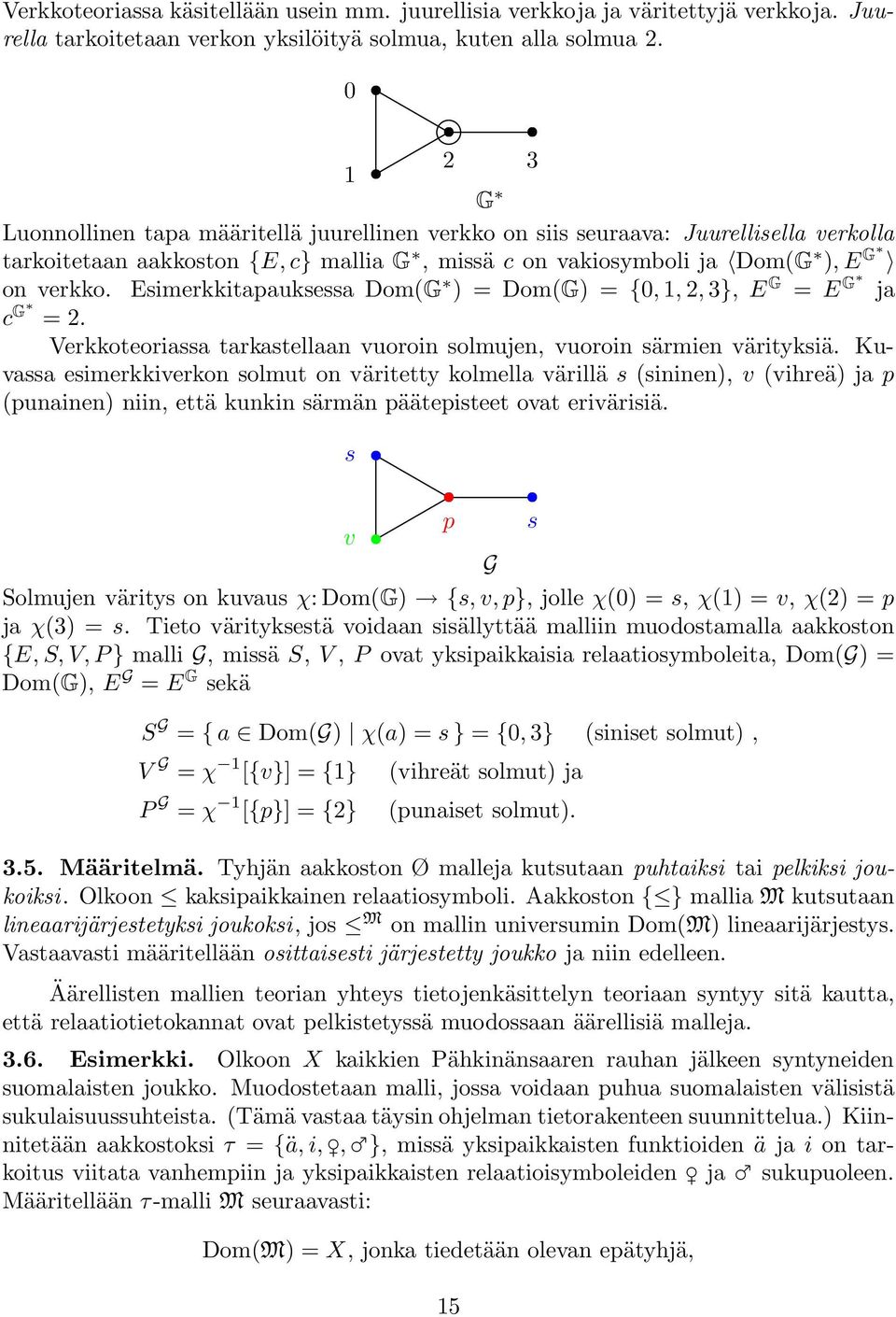 Esimerkkitapauksessa Dom(G ) = Dom(G) = {0, 1, 2, 3}, E G = E G ja c G = 2. Verkkoteoriassa tarkastellaan vuoroin solmujen, vuoroin särmien värityksiä.