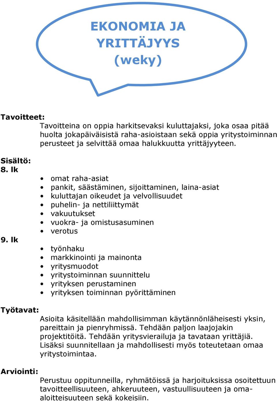 lk omat raha-asiat pankit, säästäminen, sijoittaminen, laina-asiat kuluttajan oikeudet ja velvollisuudet puhelin- ja nettiliittymät vakuutukset vuokra- ja omistusasuminen verotus työnhaku