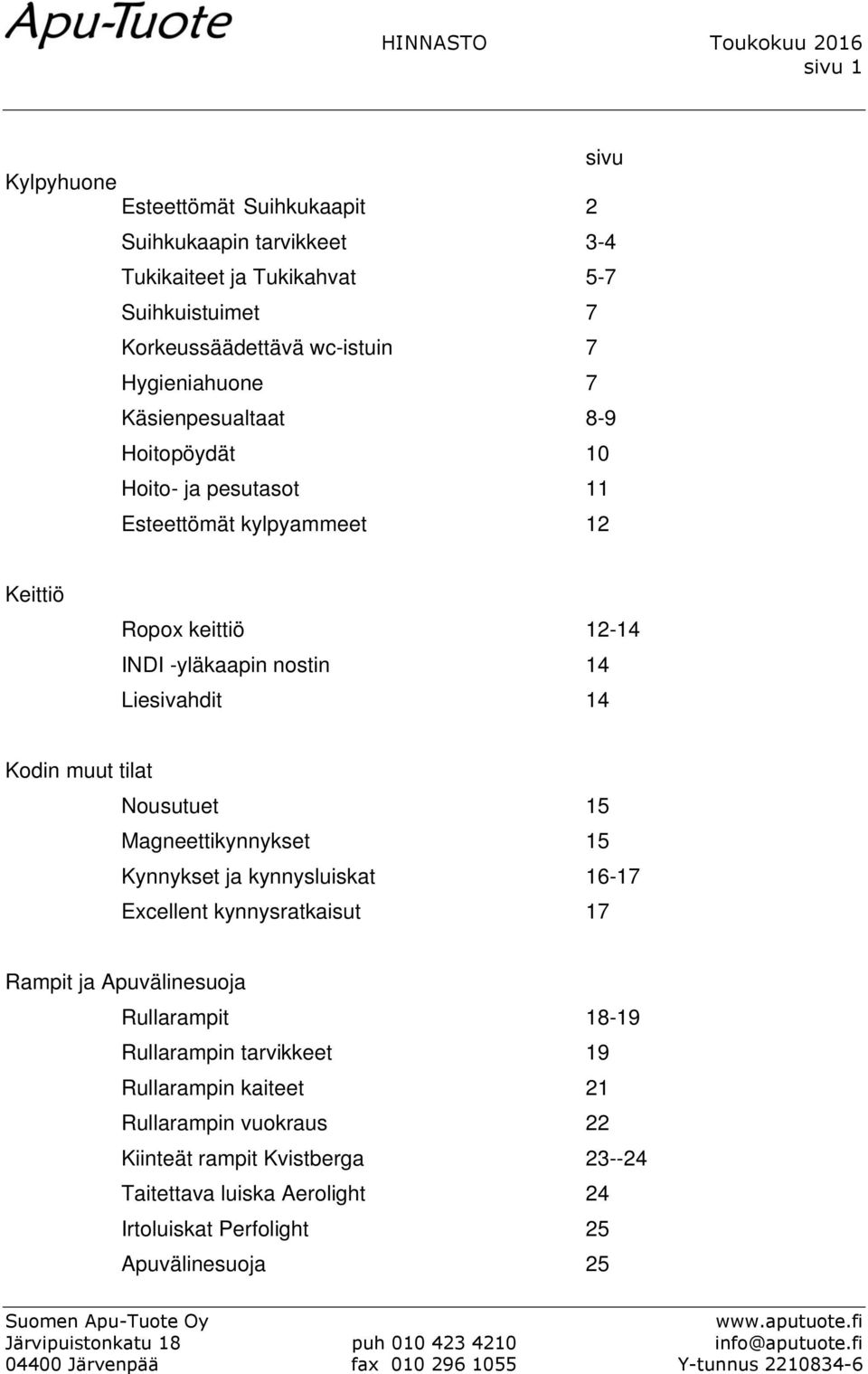 Liesivahdit 14 Kodin muut tilat Nousutuet 15 Magneettikynnykset 15 Kynnykset ja kynnysluiskat 16-17 Excellent kynnysratkaisut 17 Rampit ja Apuvälinesuoja Rullarampit