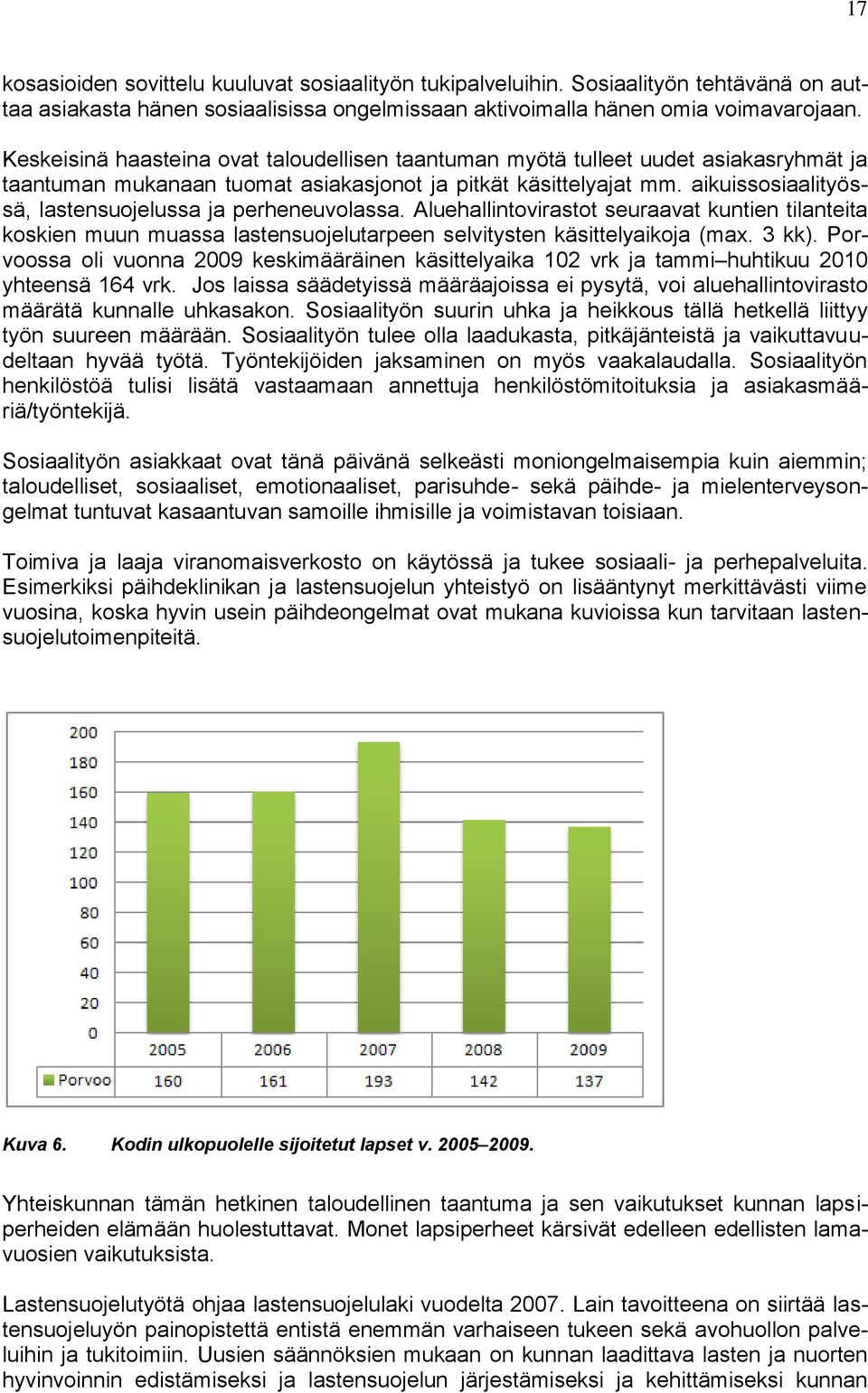 aikuissosiaalityössä, lastensuojelussa ja perheneuvolassa. Aluehallintovirastot seuraavat kuntien tilanteita koskien muun muassa lastensuojelutarpeen selvitysten käsittelyaikoja (max. 3 kk).