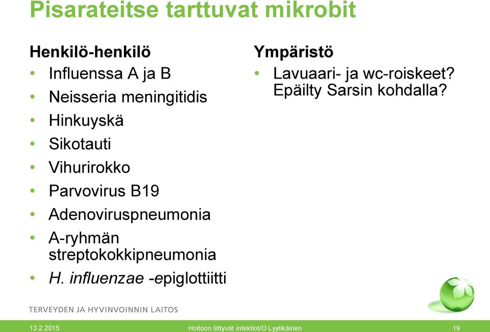 Adenoviruspneumonia A-ryhmän streptokokkipneumonia H.