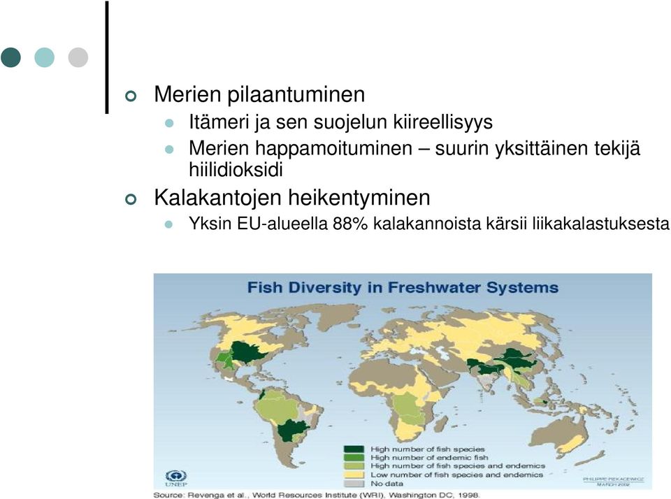 yksittäinen tekijä hiilidioksidi Kalakantojen