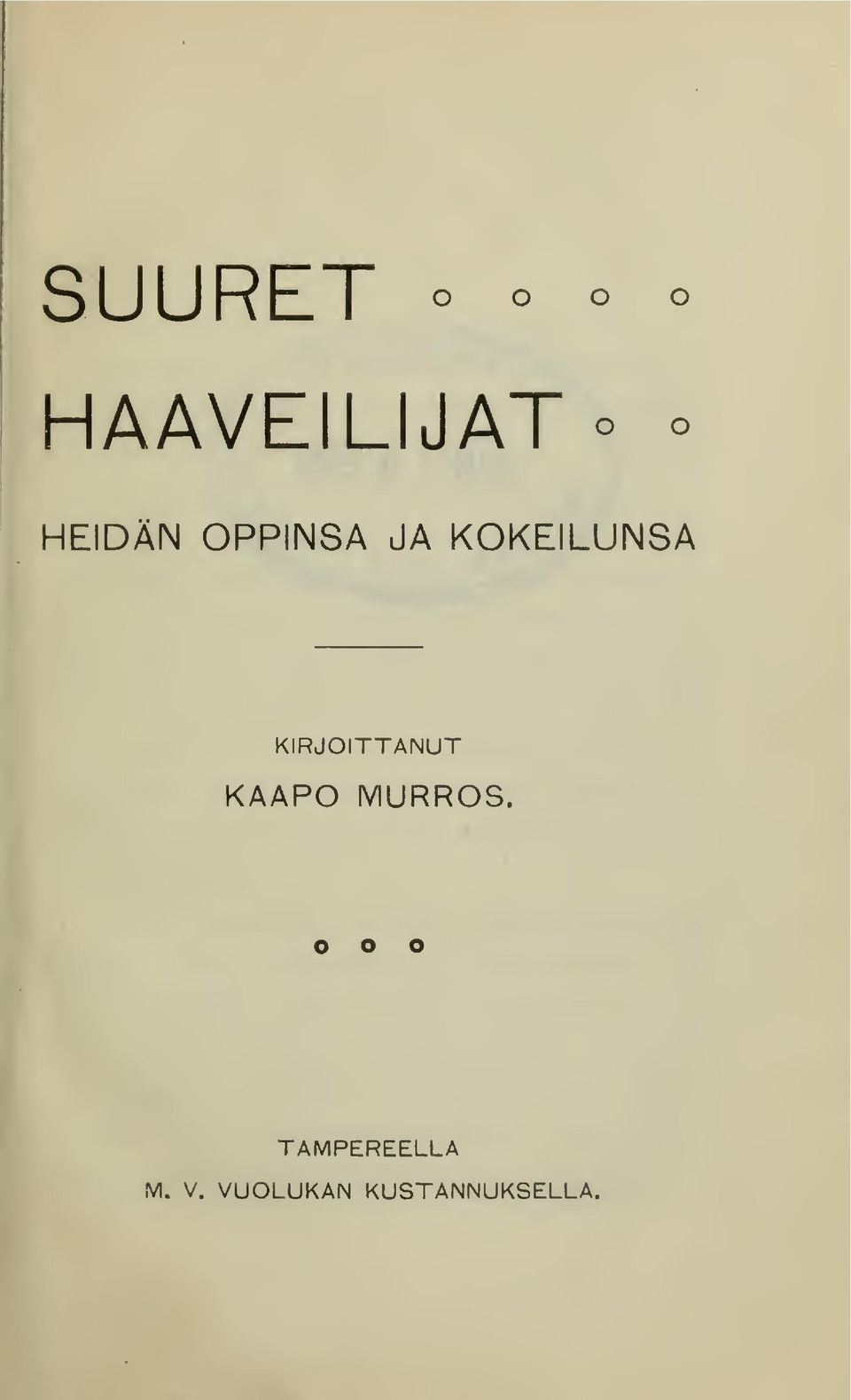 KIRJOITTANUT KAAPO MURROS.