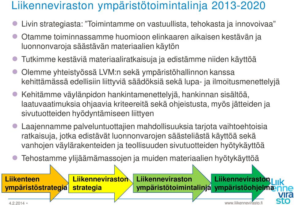 sekä lupa- ja ilmoitusmenettelyjä Kehitämme väylänpidon hankintamenettelyjä, hankinnan sisältöä, laatuvaatimuksia ohjaavia kriteereitä sekä ohjeistusta, myös jätteiden ja sivutuotteiden