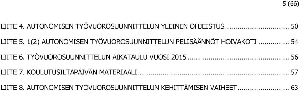 TYÖVUOROSUUNNITTELUN AIKATAULU VUOSI 2015... 56 LIITE 7.