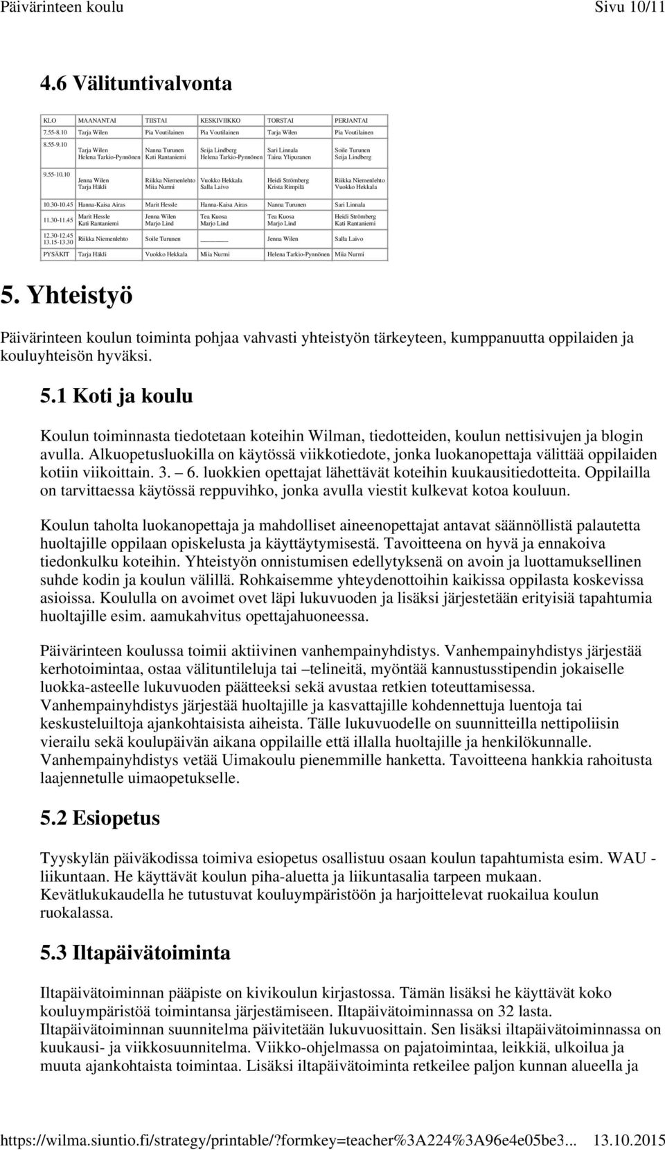 10 Jenna Wilen Tarja Häkli Riikka Niemenlehto Miia Nurmi Vuokko Hekkala Salla Laivo Heidi Strömberg Krista Rimpilä Riikka Niemenlehto Vuokko Hekkala 10.30-10.