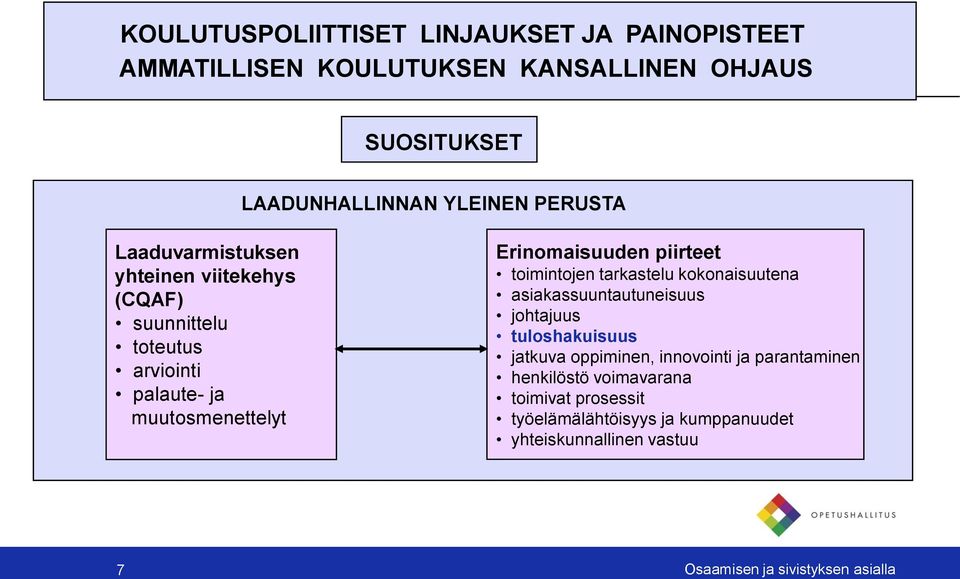 piirteet toimintojen tarkastelu kokonaisuutena asiakassuuntautuneisuus johtajuus tuloshakuisuus jatkuva oppiminen, innovointi ja