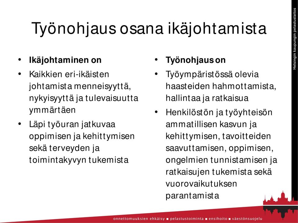 Työympäristössä olevia haasteiden hahmottamista, hallintaa ja ratkaisua Henkilöstön ja työyhteisön ammatillisen kasvun ja