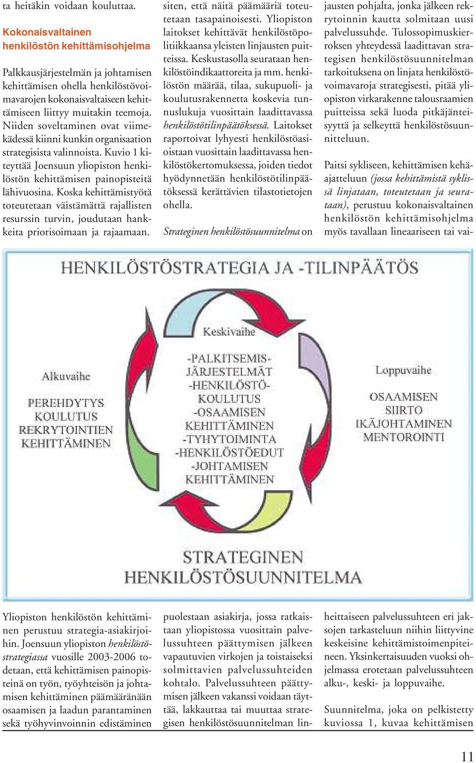 Niiden soveltaminen ovat viimekädessä kiinni kunkin organisaation strategisista valinnoista. Kuvio 1 kiteyttää Joensuun yliopiston henkilöstön kehittämisen painopisteitä lähivuosina.