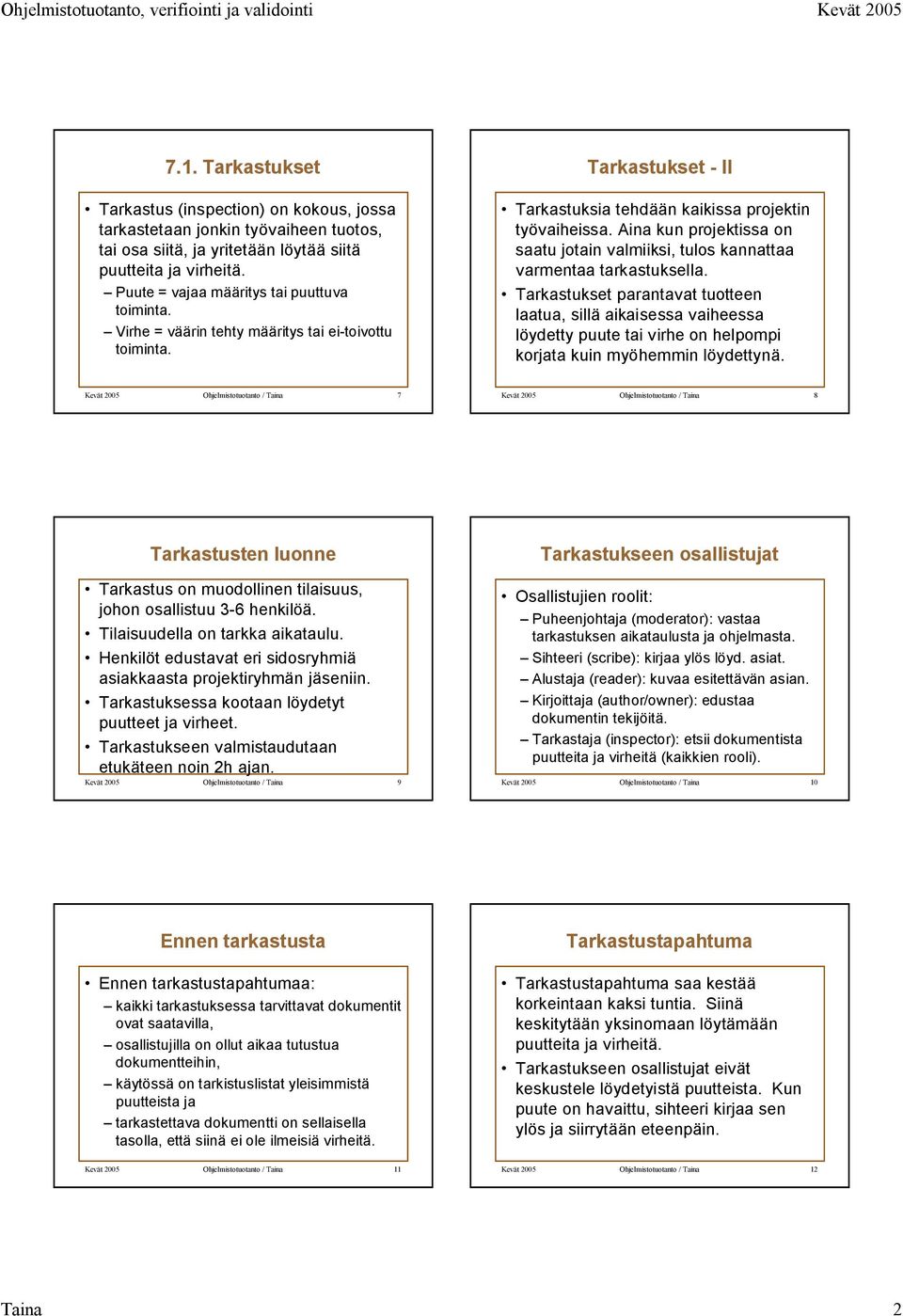 Aina kun projektissa on saatu jotain valmiiksi, tulos kannattaa varmentaa tarkastuksella.