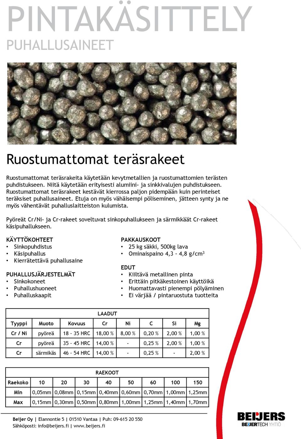 Etuja on myös vähäisempi pöliseminen, jätteen synty ja ne myös vähentävät puhalluslaitteiston kulumista.