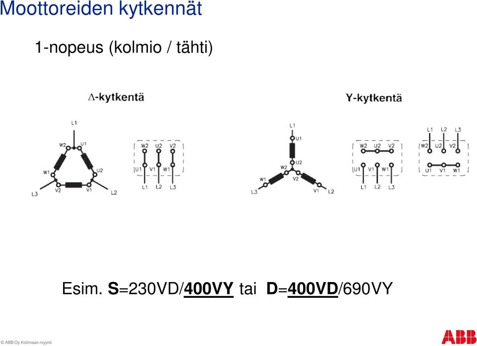 Esim. S=230VD/400VY tai