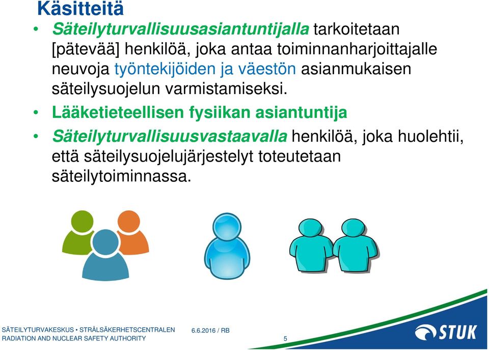 säteilysuojelun varmistamiseksi.