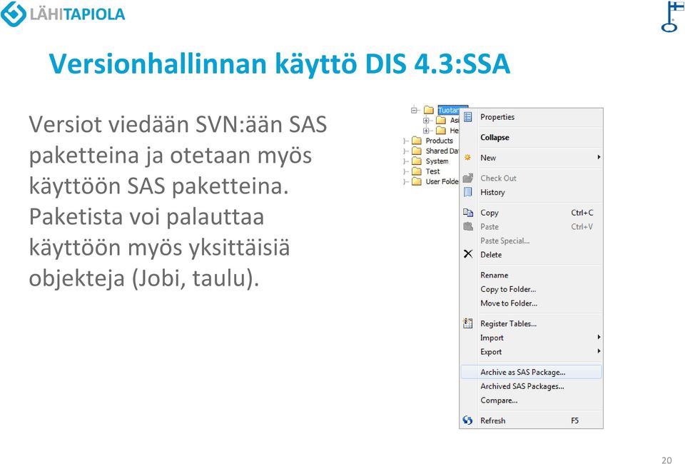 otetaan myös käyttöön SAS paketteina.