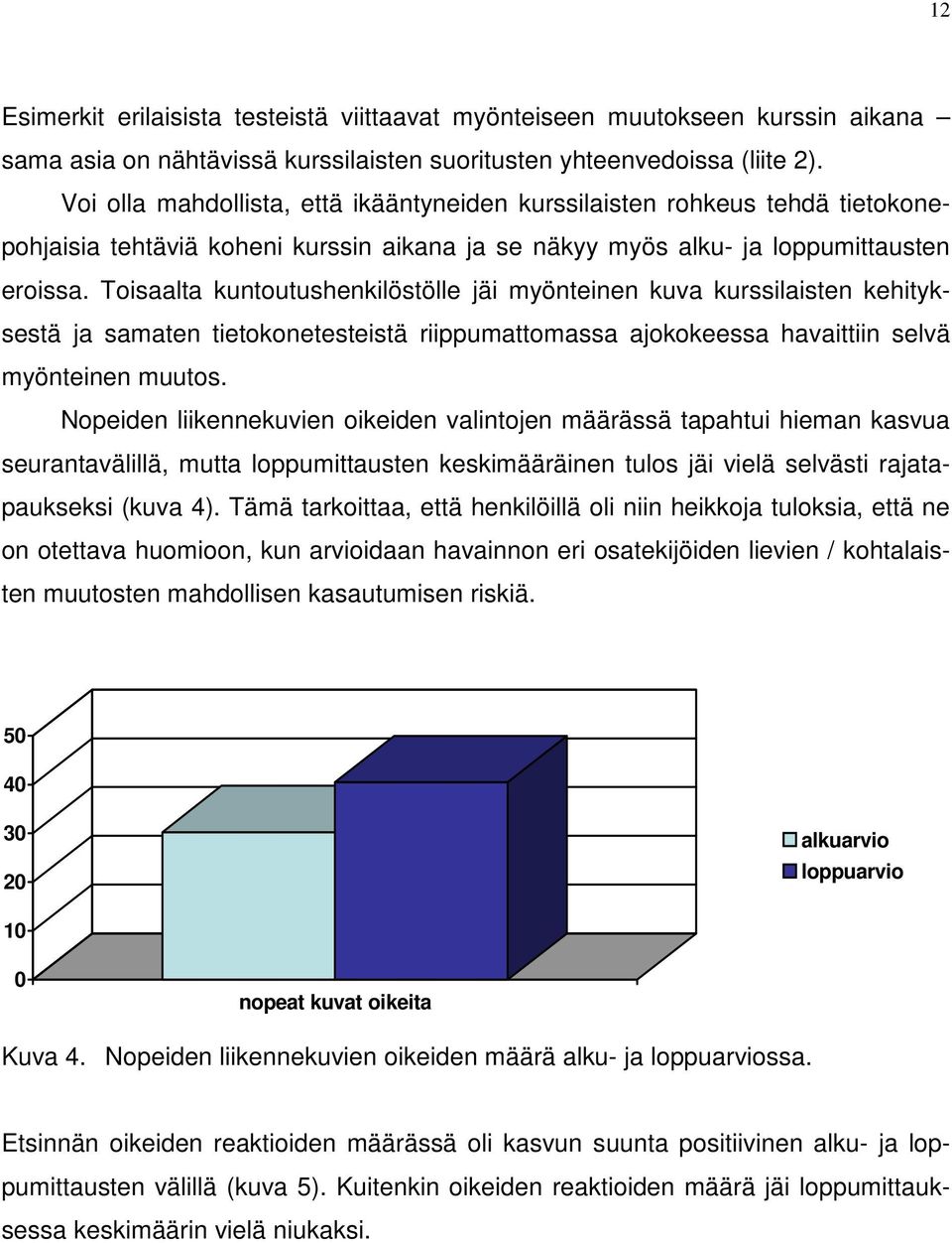 Toisaalta kuntoutushenkilöstölle jäi myönteinen kuva kurssilaisten kehityksestä ja samaten tietokonetesteistä riippumattomassa ajokokeessa havaittiin selvä myönteinen muutos.