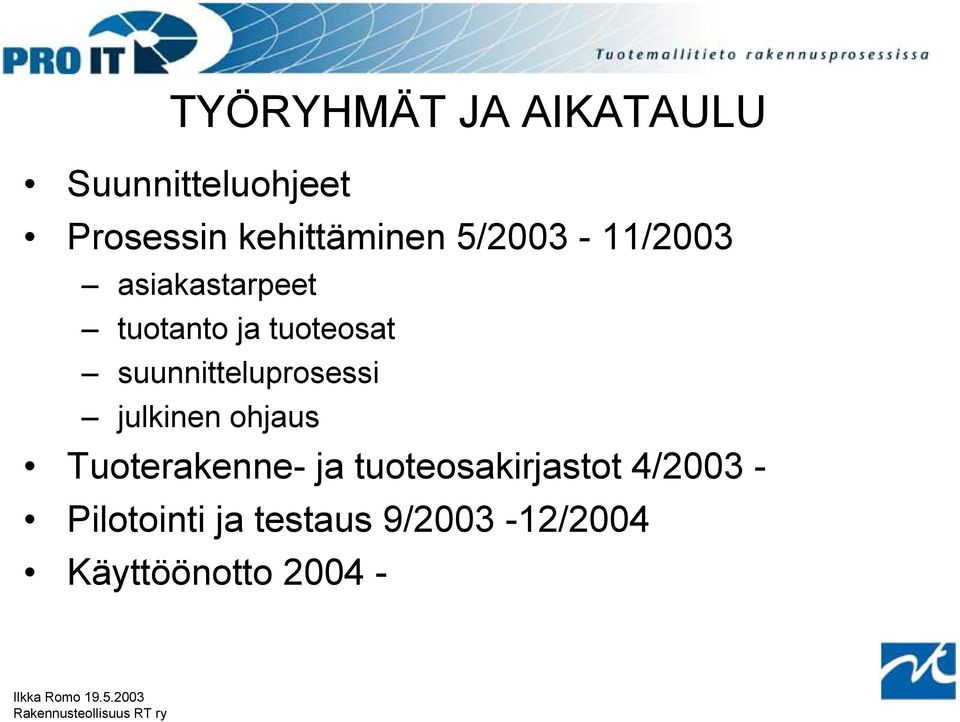 tuoteosat suunnitteluprosessi julkinen ohjaus Tuoterakenne- ja