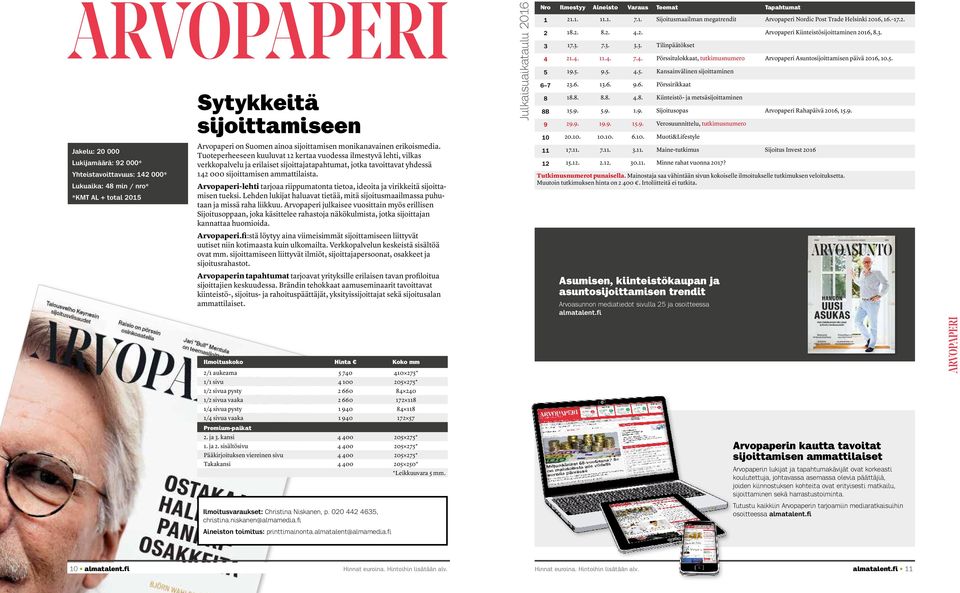 Arvopaperi-lehti tarjoaa riippumatonta tietoa, ideoita ja virikkeitä sijoittamisen tueksi. Lehden lukijat haluavat tietää, mitä sijoitusmaailmassa puhutaan ja missä raha liikkuu.