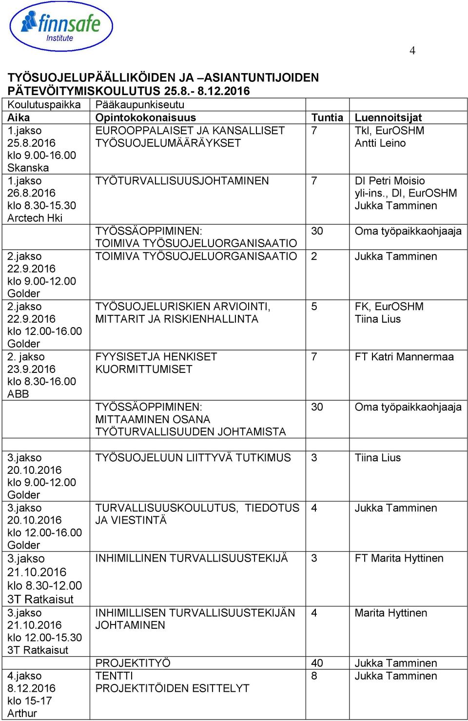 00 2. jakso 23.9.2016 klo 8.30-16.00 ABB TYÖTURVALLISUUSJOHTAMINEN 7 DI Petri Moisio yli-ins.