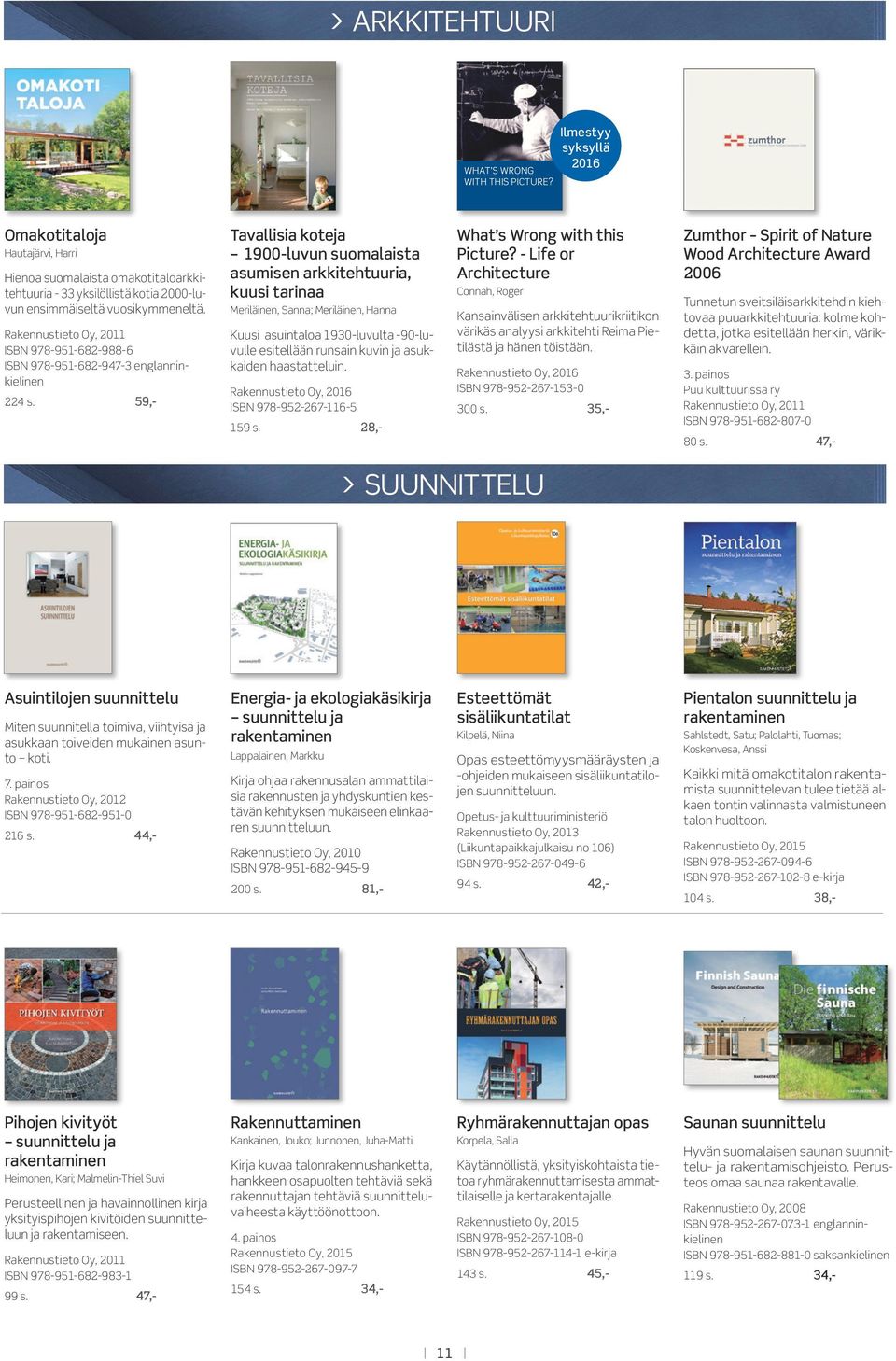 Rakennustieto Oy, 2011 ISBN 978-951-682-988-6 ISBN 978-951-682-947-3 englanninkielinen 224 s.