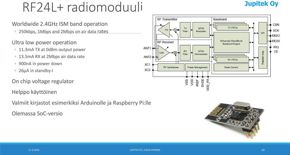 3mA TX at 0dBm output power 13.