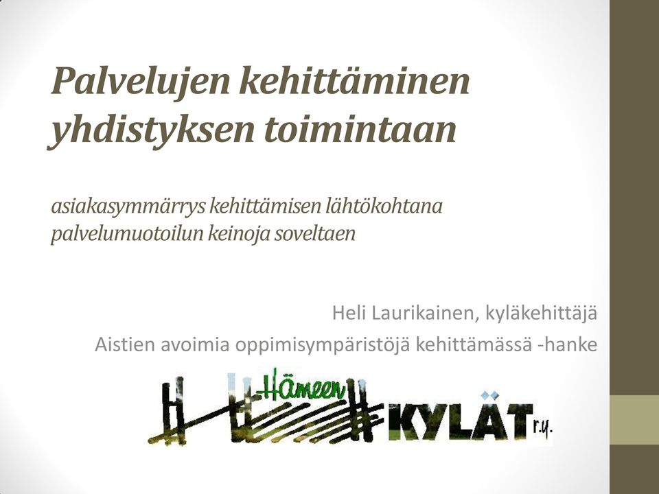 palvelumuotoilun keinoja soveltaen Heli Laurikainen,