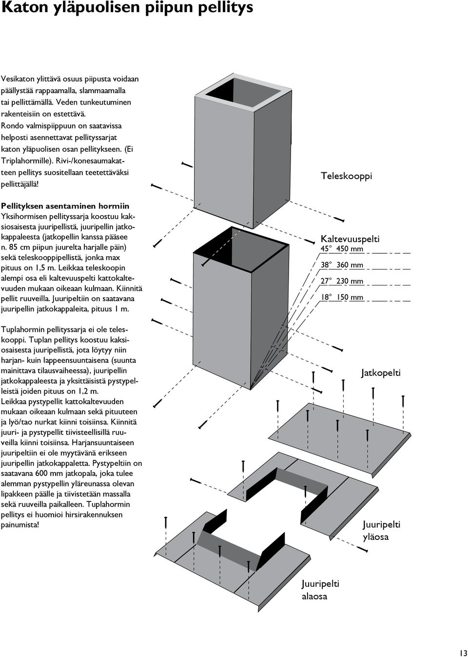 Rivi-/konesaumakatteen pellitys suositellaan teetettäväksi pellittäjällä!