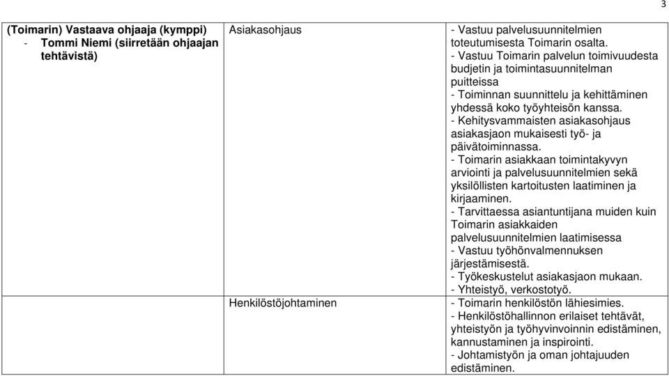 palvelusuunnitelmien sekä yksilöllisten kartoitusten laatiminen ja kirjaaminen.