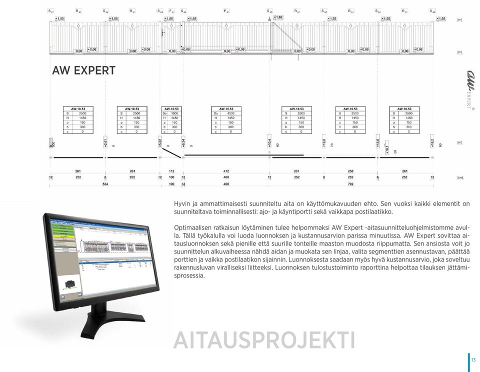 AW Expert sovittaa aitausluonnoksen sekä pienille että suurille tonteille maaston muodosta riippumatta.