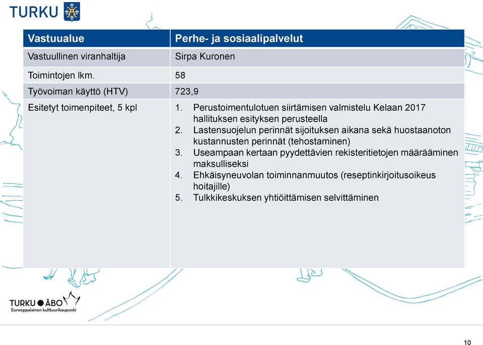 Lastensuojelun perinnät sijoituksen aikana sekä huostaanoton kustannusten perinnät (tehostaminen) 3.