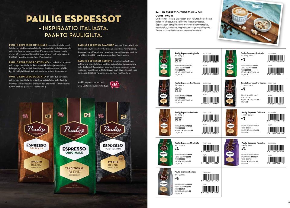 Espressojen ostajille kahvi merkitsee hemmottelua, nautiskelua, kokeilua, inspiroitumista ja yksilöllisyyttä. Tarjoa asiakkaillesi uusia espressoelämyksiä!